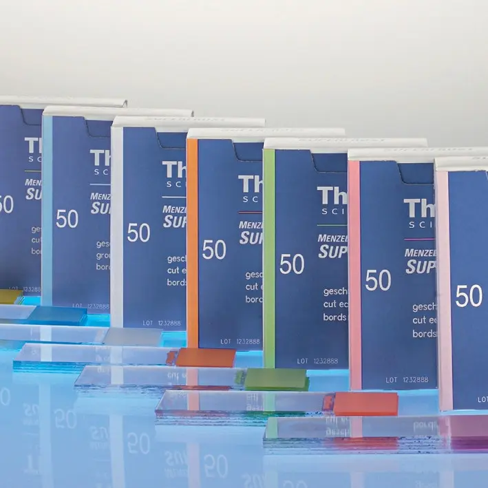 THERMO Objektträger Superfrost, geschnitten, 76 x 26 mm (Farbe: Blau)