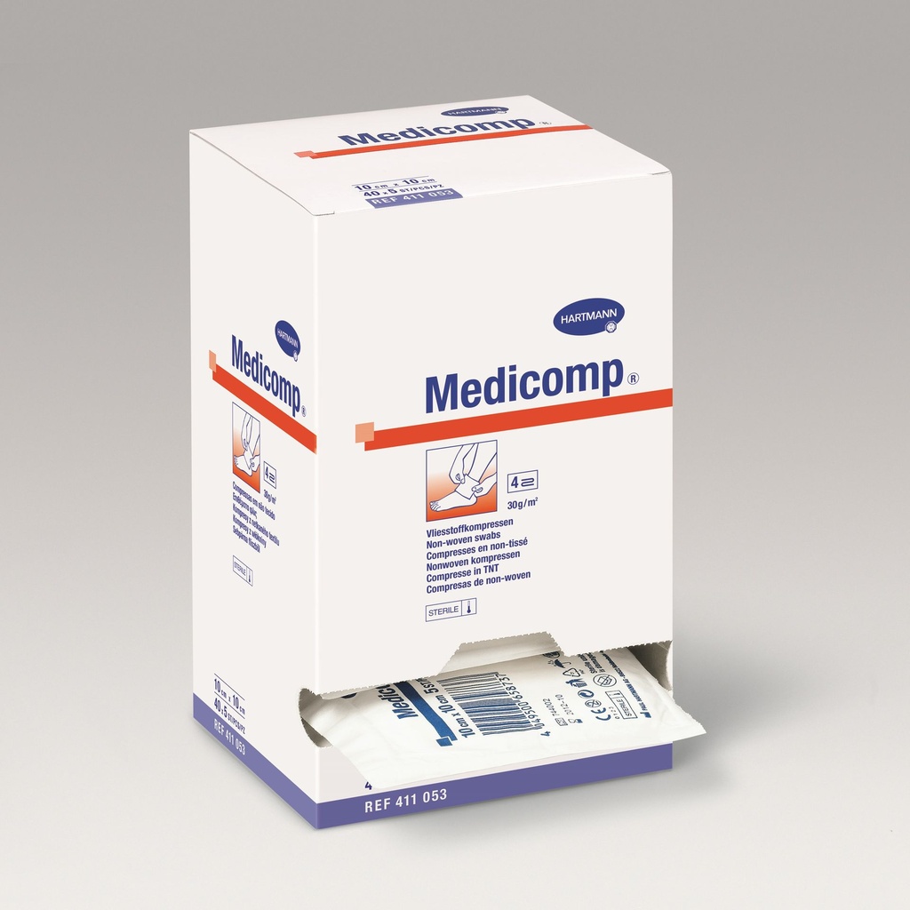 HARTMANN Medicomp extra unsteril Vliesstoffkompressen mit Mullstruktur 6-fach