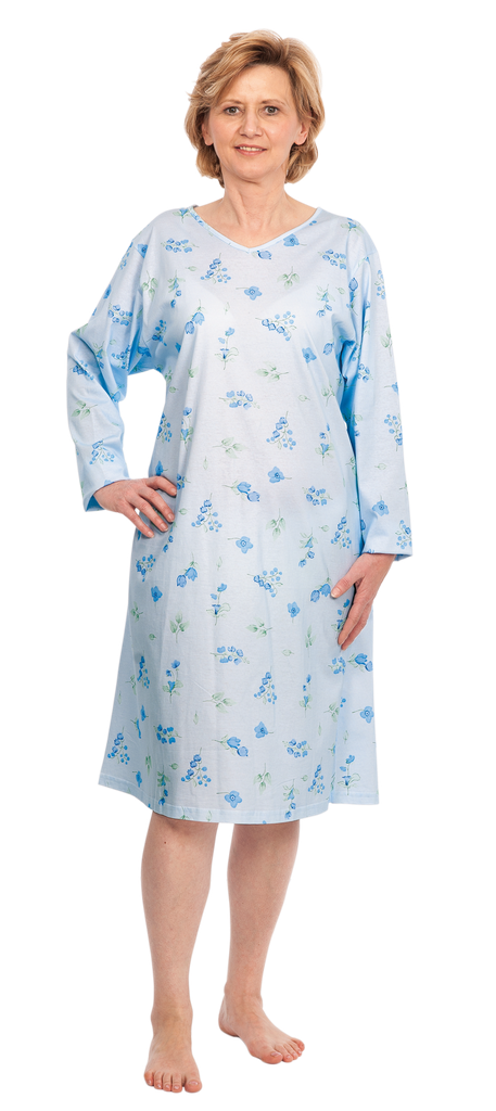 SUPRIMA Care shirt long sleeve with flower pattern light blue