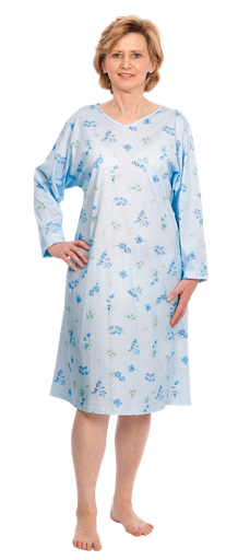 SUPRIMA Care shirt long sleeve with flower pattern light blue