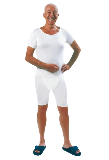 SUPRIMA Pflegebody für Damen und Herren kurzer Arm weiß