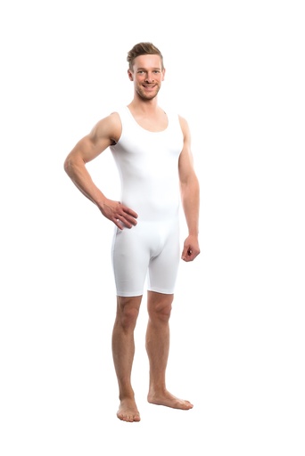 SUPRIMA Care bodysuit for women and men sleeveless and shorter leg white