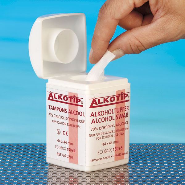 Alkotip Alkoholtupfer in der Dispenserdose