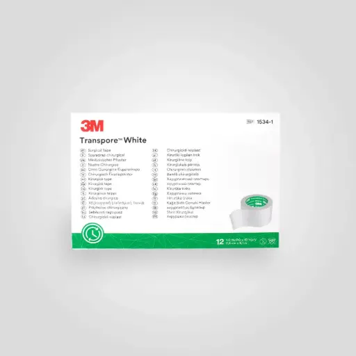 [15624-01] 3M Transpore White hypoallergenic plastic plaster white