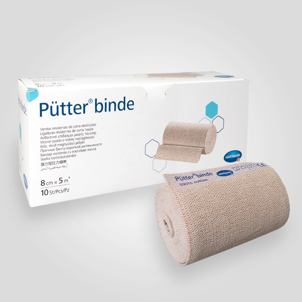 HARTMANN Pütterbinden 5 m lose in Faltschachteln mit Verbandklammern