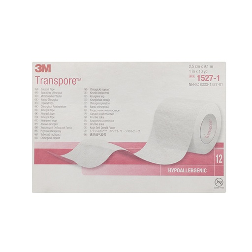 [23302-01] 3M Transpore Fixierpflaster transparent, 2,5 cm x 9,1 m 12 Stück