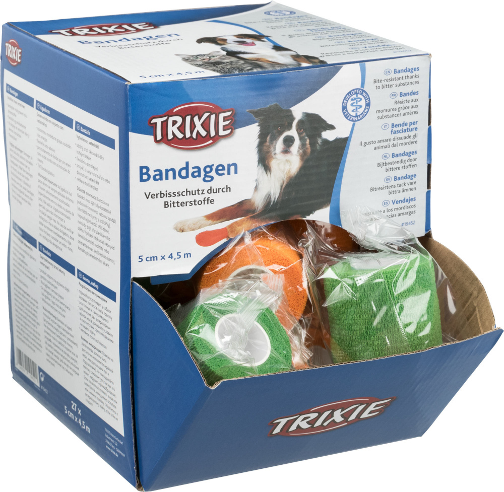 TRIXIE Bitterstoff Bandage 5cm/4,5 m sortiert 27 Stück