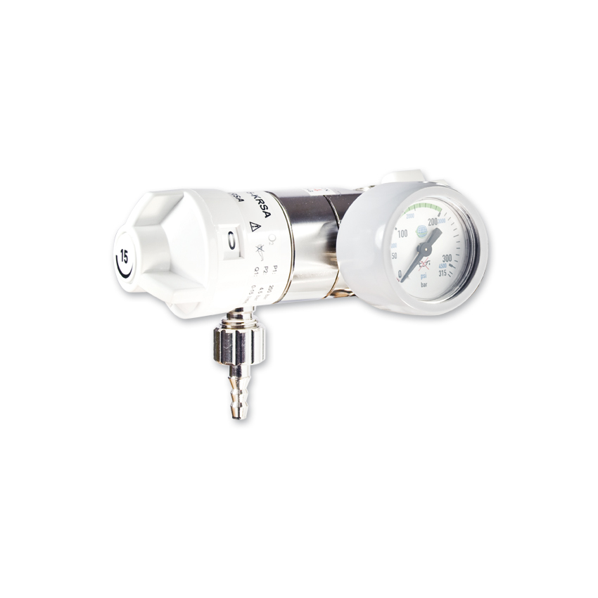 HUM AEROway Sauerstoff Druckminderer 0-15l/min G 3/4 Anschlusseite rechts