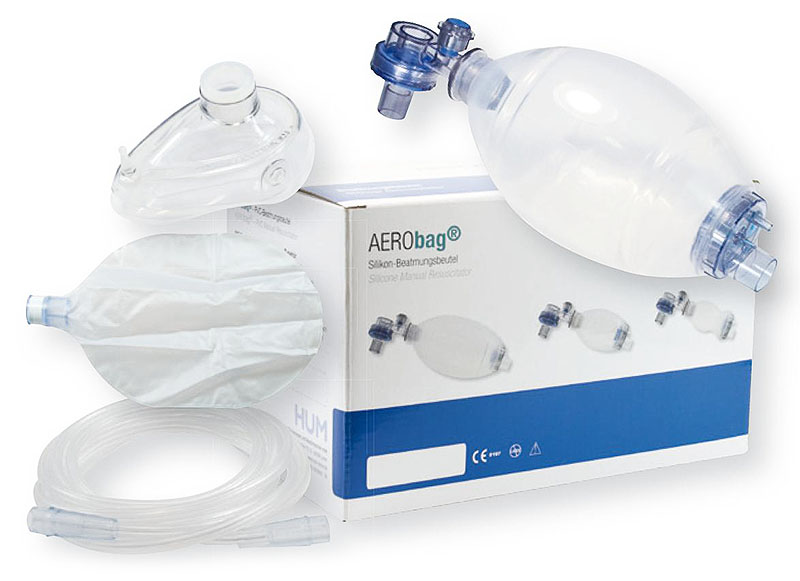 HUM AERObag BB05-E-5R Beatmungsbeutel Silikon komplett mit Maske Gr. 5