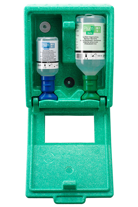 PLUM Eye wash wall box with 2 x 500 ml eye wash solution