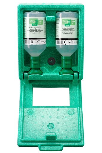 [12977-01] PLUM Eye wash station with 2 bottles, in wall box with mirror