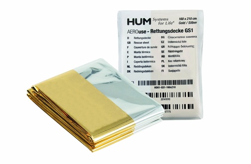 [14851-01] AEROuse® Rescue blanket GS1 gold/silver
