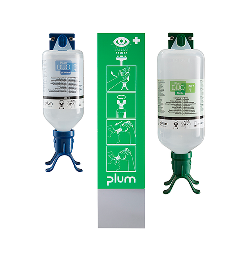 [18066-01] PLUM Eye emergency station 1x200ml pH-Neutral 1x500ml bottle