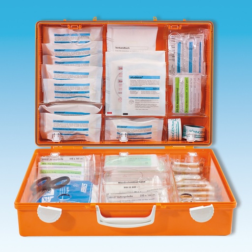 [20653-01] SÖHNGEN First Aid Case MT-CD with filling acc. to DIN 13169, orange with wall bracket