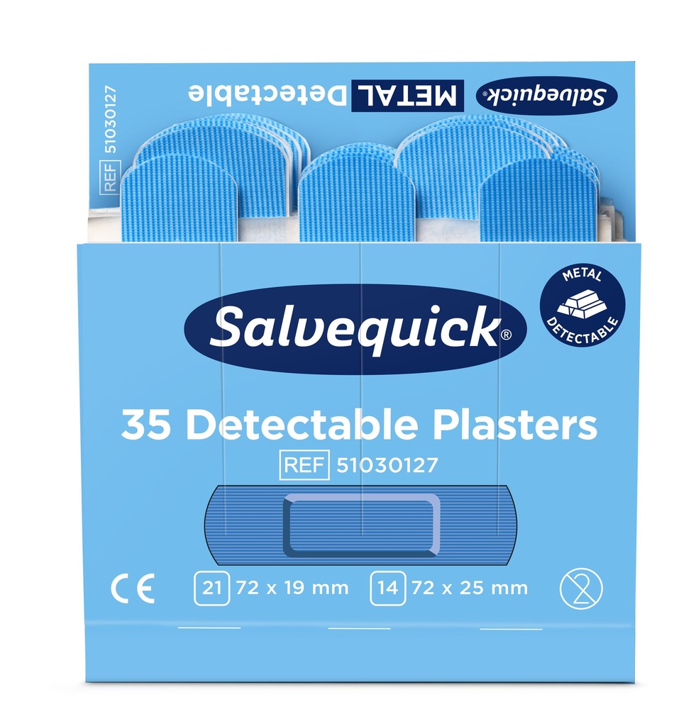 CEDERROTH Salvequick Pflasterstrips Blue Detectable Pflaster, wasserabweisend