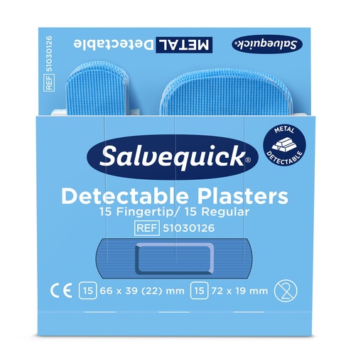 [24924-01] CEDERROTH Salvequick Blue Detectable Plaster Mix Fingertip/Normal, water resistant