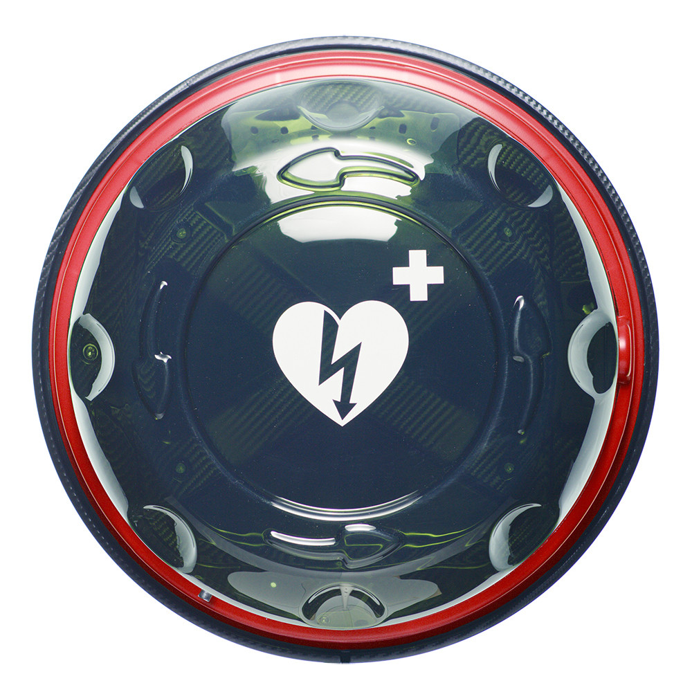 ROTAID Solid Plus Heat AED Wall cabinet, Outdoor, Smoked glass look with red rim