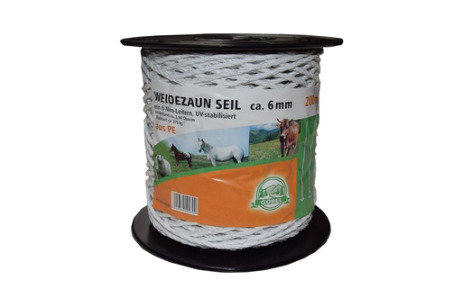 [23692-01] GÖBEL Electric rope, 200m white approx. 6mm 6 Stainless steel