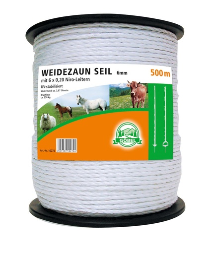 [25034-01] GÖBEL Elektroseil Niro, 500m weiß 6mm 6 x 0,20