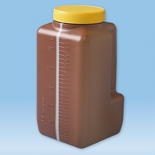 [13818-01] SARSTEDT Urine collection bottles 3.0 Ltr. with transparent view strip