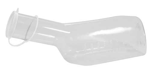 [18900-01] AMPRI Urinflasche für Männer, weißer Deckel, eckig, aus Polycarbonat