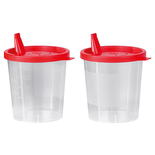 [20647-01] SERVOPRAX Urinbecher mit Schnappdeckel und Tülle, 125 ml