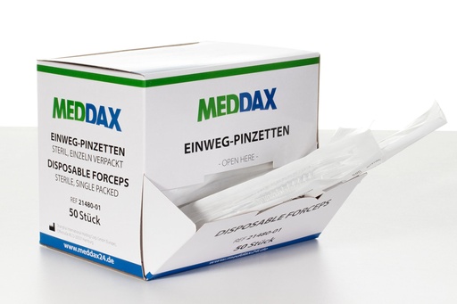 [21480-01] MEDDAX Einmal Pinzetten steril 12,5 cm, 50 Stück