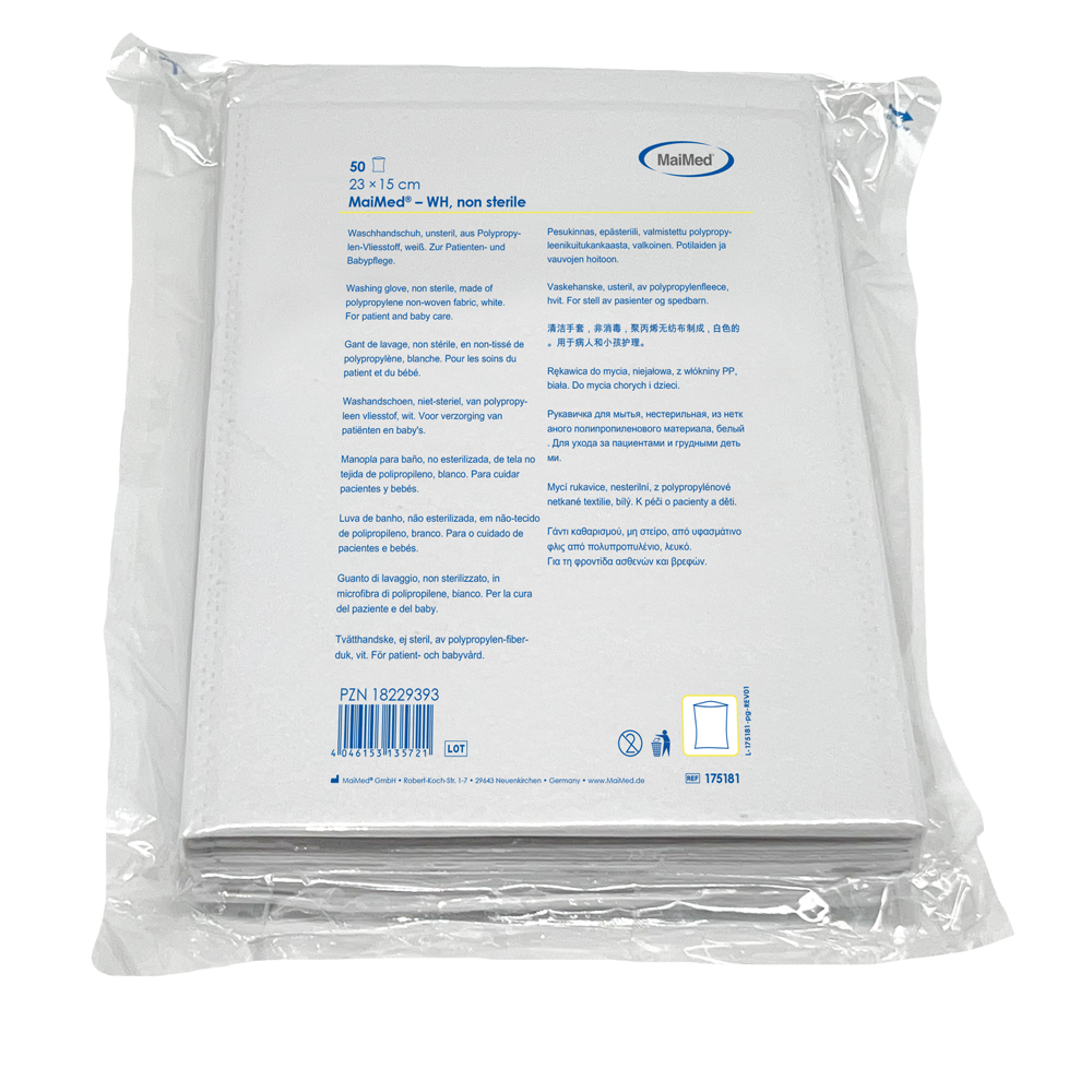 MAIMED Disposable washing glove, 23 x 15 cm white