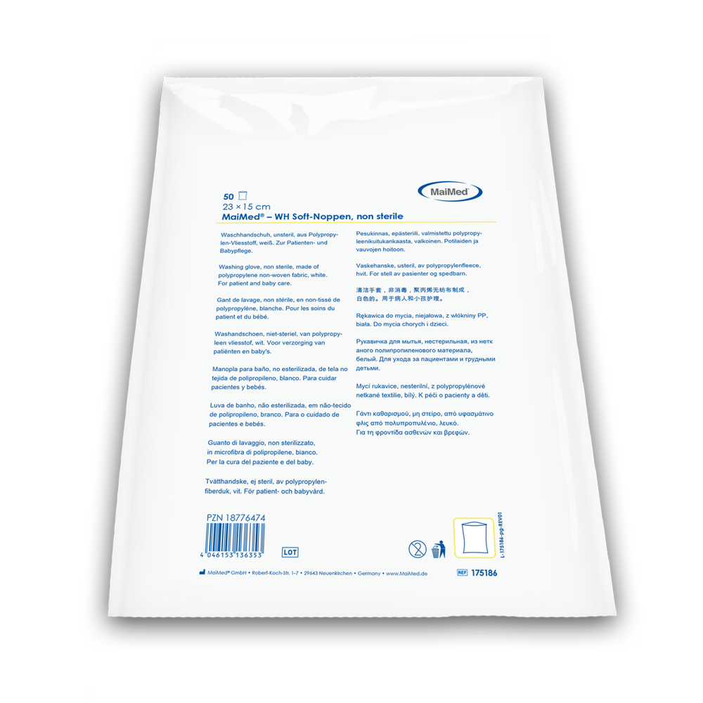 MAIMED Waschhandschuh Soft-Noppen, unsteril weiß, 23 x 15 cm aus Vlies