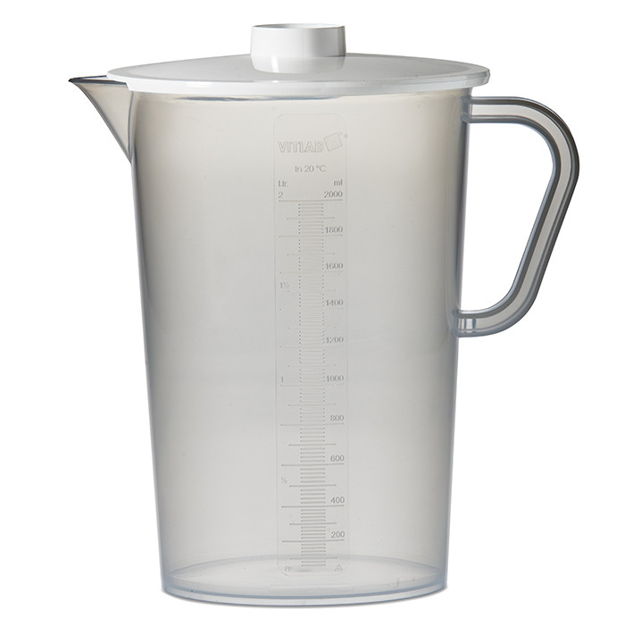 VITLAB Collection vessel, with lid, PC, raised scale, 2000 ml