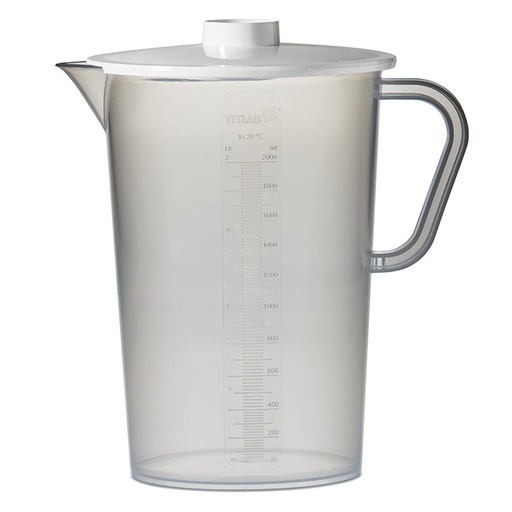 VITLAB Sammelgefäß, mit Deckel, PC, erhabene Skala, 2000 ml