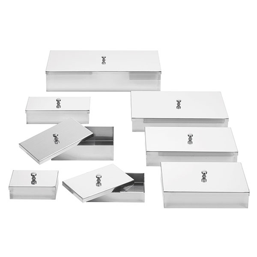 SERVOPRAX Instrument bowl with knob lid made of stainless steel asstd. sizes