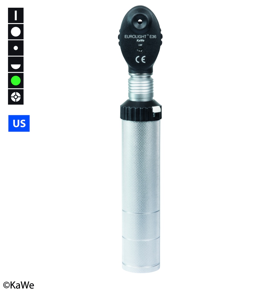 KAWE Eurolight Ophthalmoscope E36 (USA) 2.5 V Complete Set