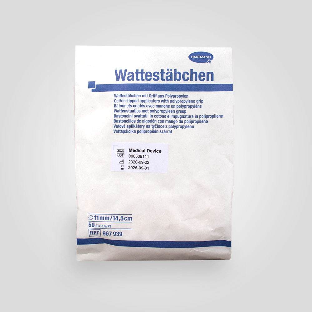 HARTMANN Wattestäbchen unsteril, aus Polypropylen, 11 mm Ø, mit großem Wattekopf