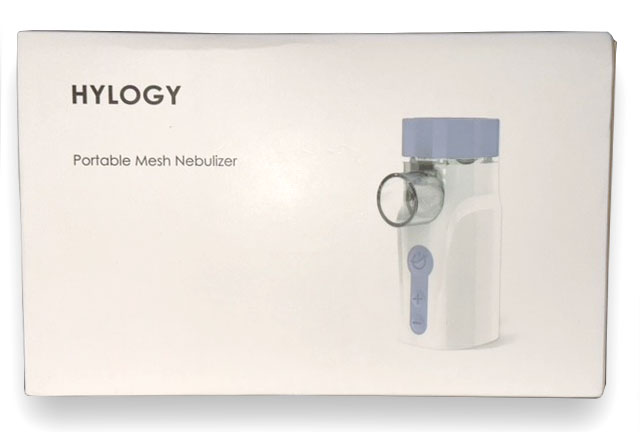 Hylogy portable inhaler nebulizer inhalation device with mouthpiece and mask.