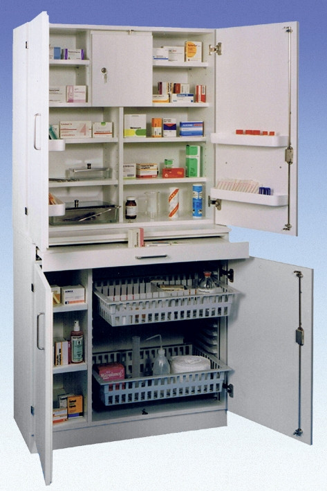 WAGNER Medicine and dressing cabinet with wooden doors white
