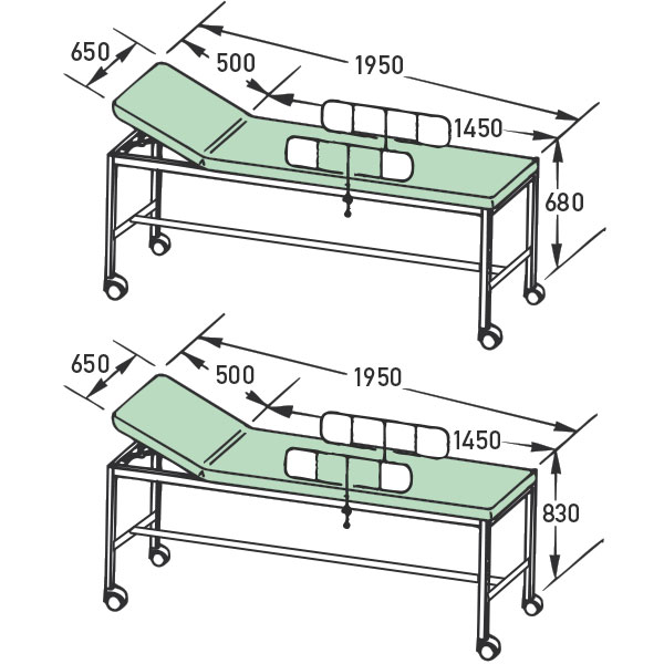 SCHMITZ Aufwachliege Höhe 830 mm verchromt mit Wandabweisern