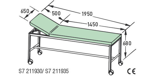 SCHMITZ Untersuchungsliege mit Rollen weißaluminium 680mm Höhe