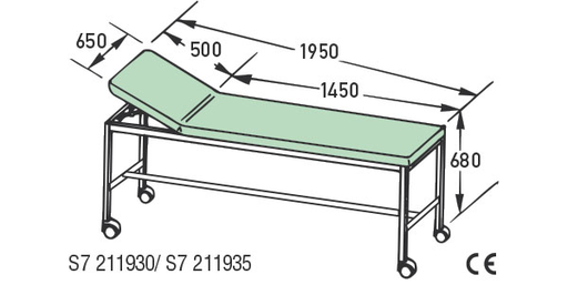 SCHMITZ Examination couch with castors grey white 680mm height
