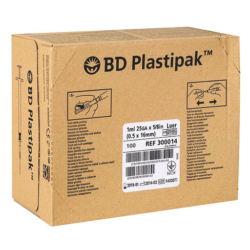 [11912-01] BD Plastipak Tuberculin syringes 1 ml, Luer, without needle