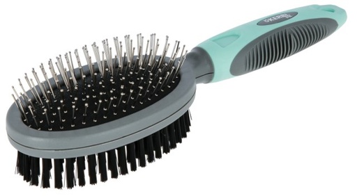 [27140-01] KERBL Double brush, turquoise / grey, 24 cm