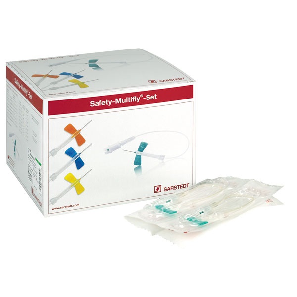 SARSTEDT Safety-Multifly cannula with long 200mm tube and mounted Multi-Adapter