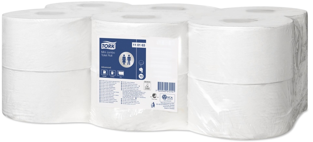 TORK Advanced Toilettenpapier Mini Jumbo Rolle, 1-lagig