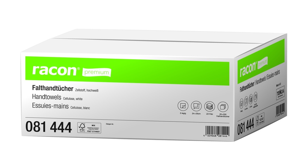 TEMCA racon premium Falthandtücher 2-lagig ZZ-Falz