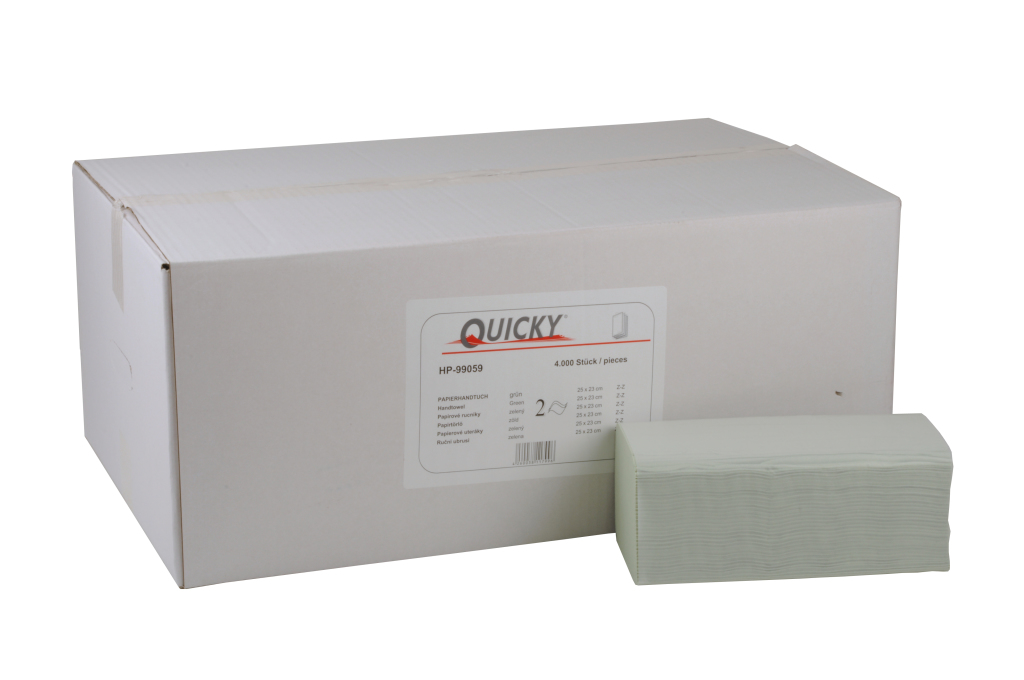 QUICKY Paper towels, green, 2-ply, Z-Z-fold, 24 x 22cm