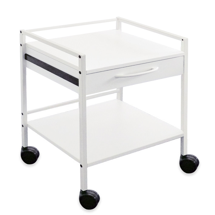 MEGRO Multi-purpose trolley with 1 drawer powder coated grey-white