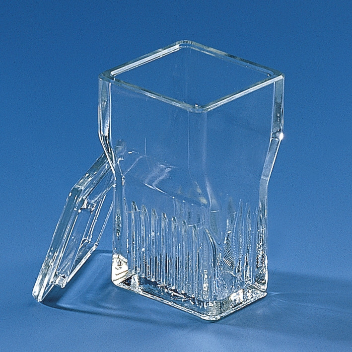 BRAND-MERZ Staining trough, soda-lime glass, Type Hellendahl, with extension