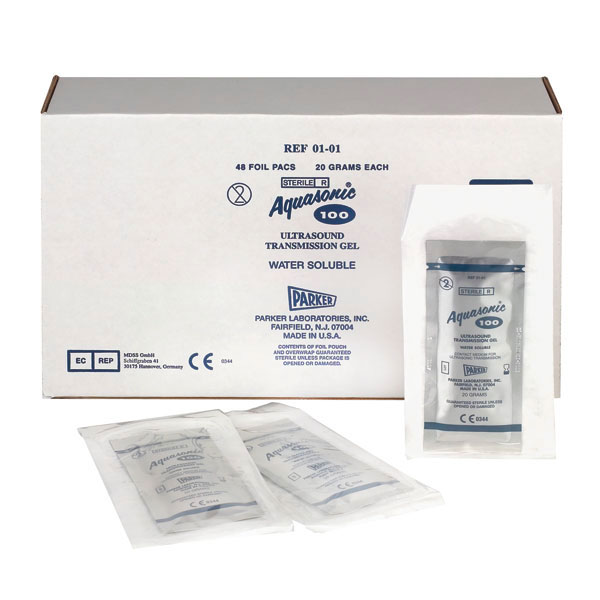 PARKER Aquasonic Pads, sterile, 48 bags of 20 g