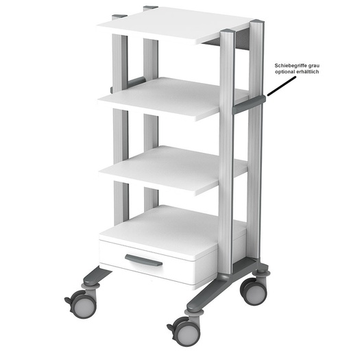 [22402-01] HAEBERLE doppio 60 Equipment trolley with 4 shelves and 1 drawer white