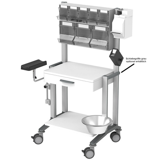 [22403-01] HAEBERLE doppio 60 Injektionswagen mit PicBox-Plus, Schublade und 2 Ablageplatten weiß